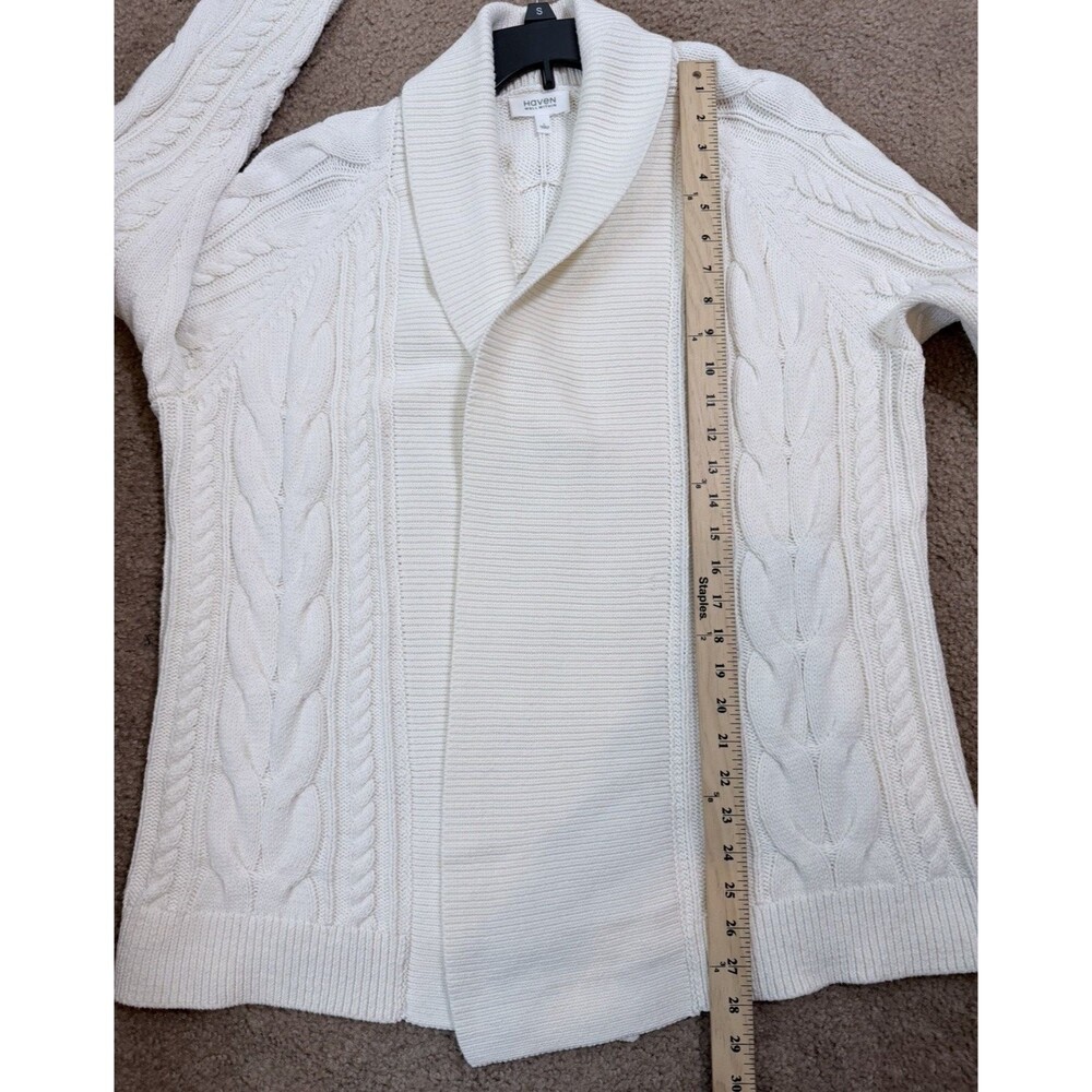 Haven Well Within Cardigan Womens L Ivory Cable Knit Open Front Cotton Blend - Picture 6 of 9